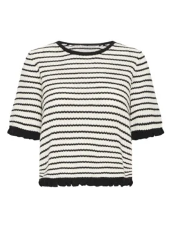 PULZ Jeans Damen Kurzarm-Bluse PZCENTA in weiß