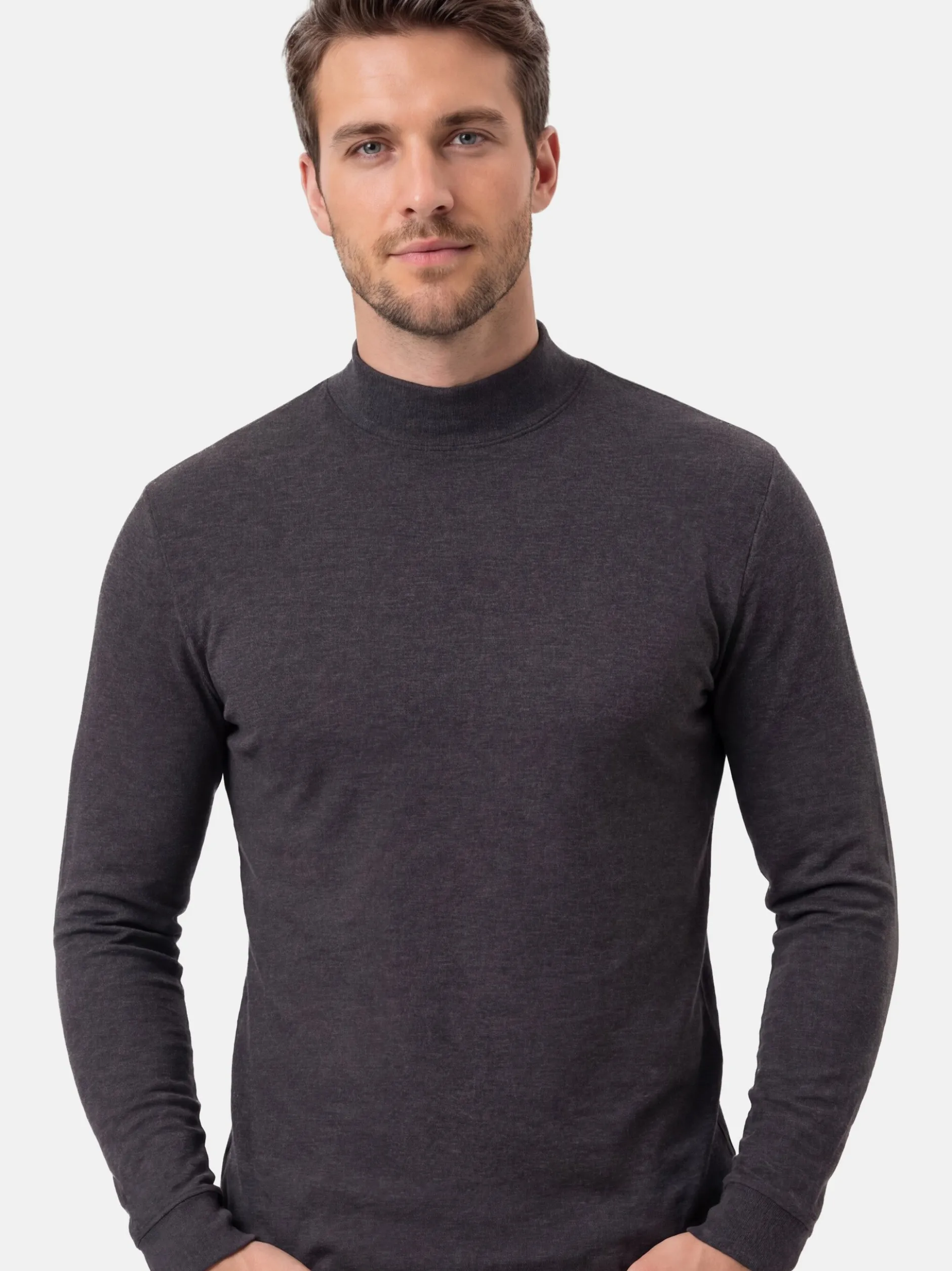 Ragman Herren Langarmshirts im 2er-Pack in grau