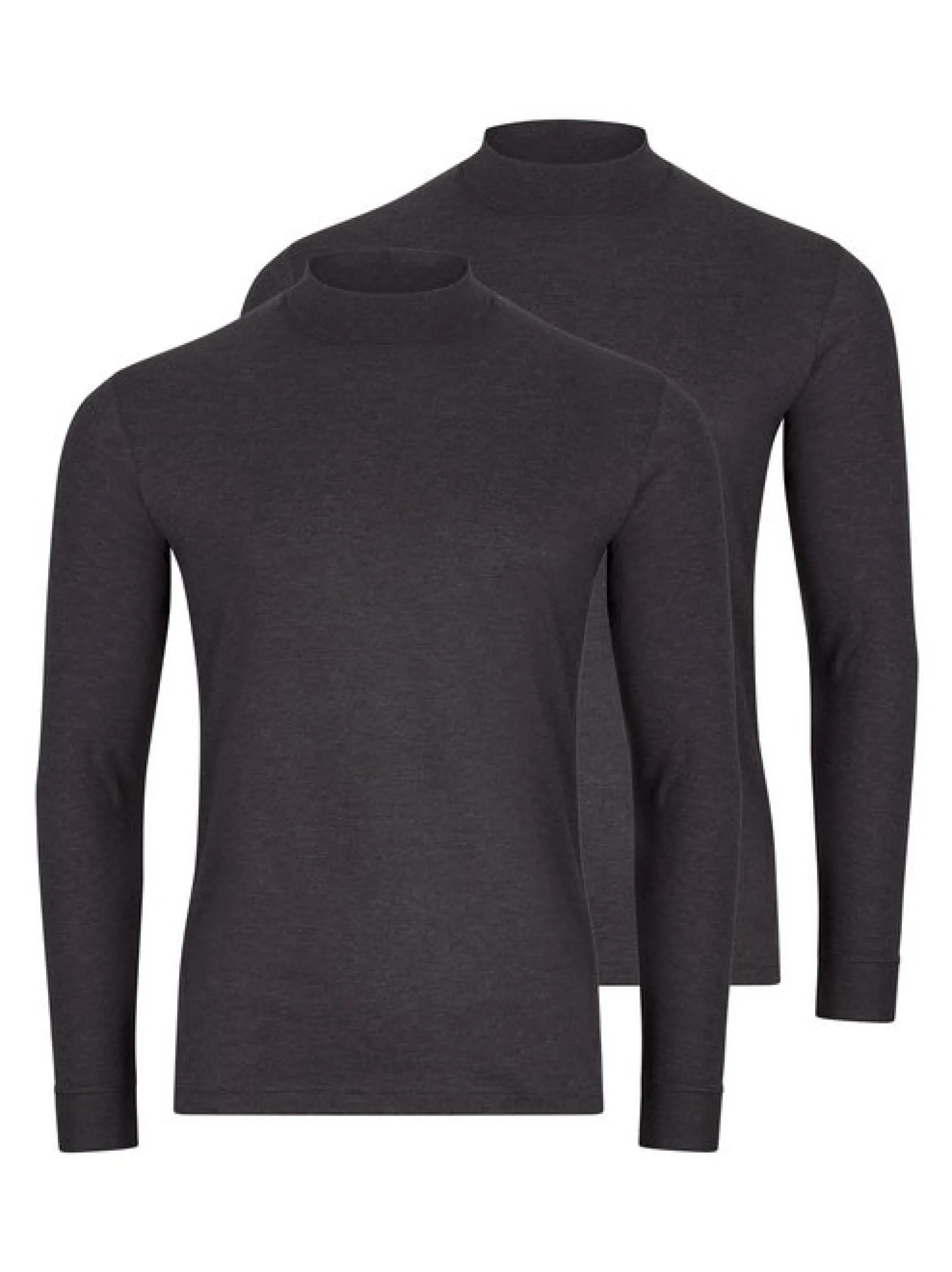 Ragman Herren Langarmshirts im 2er-Pack in grau