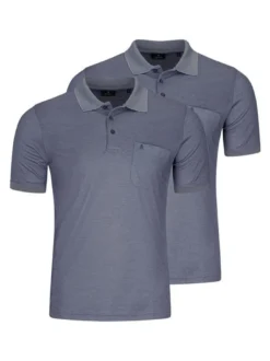 Ragman Herren Poloshirt im 2er-Pack in blue stone