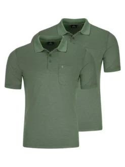 Ragman Herren Poloshirt im 2er-Pack in grün