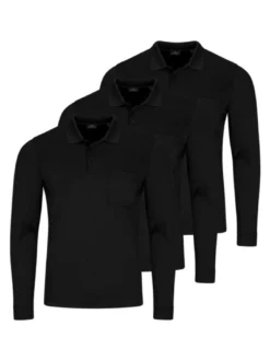 Ragman Herren Poloshirts im 3er-Pack in schwarz