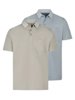 Ragman Herren Poloshirts im 2er-Pack in mehrfarbig