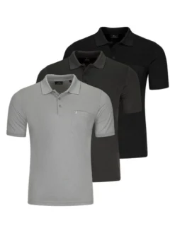 Ragman Herren Poloshirts im 3er-Pack in grau