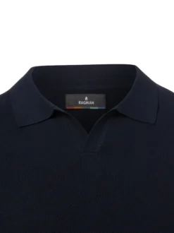 Ragman Herren Strickshirt in marine - Ärmel: kurzarm
