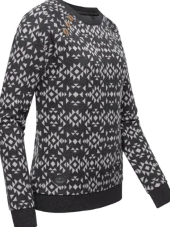 Ragwear Damen Rundhalspullover - Darria Aztec in grau