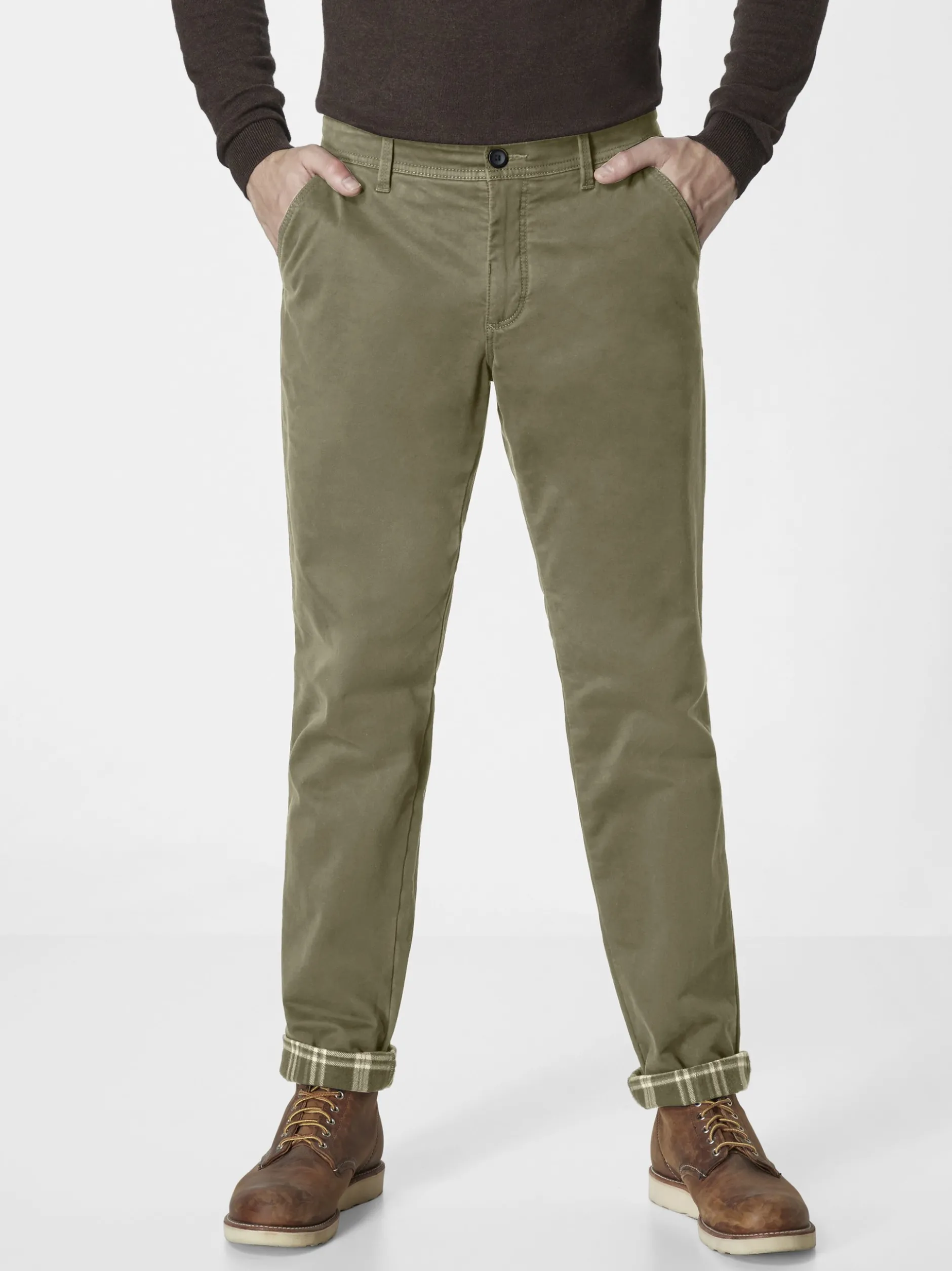 Redpoint Herren Chino - ODESSA THERMO Straight Fit in oliv