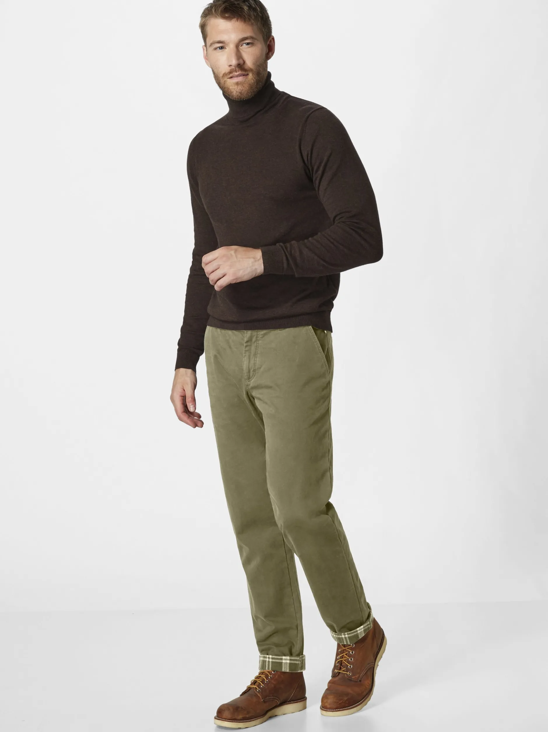Redpoint Herren Chino - ODESSA THERMO Straight Fit in oliv