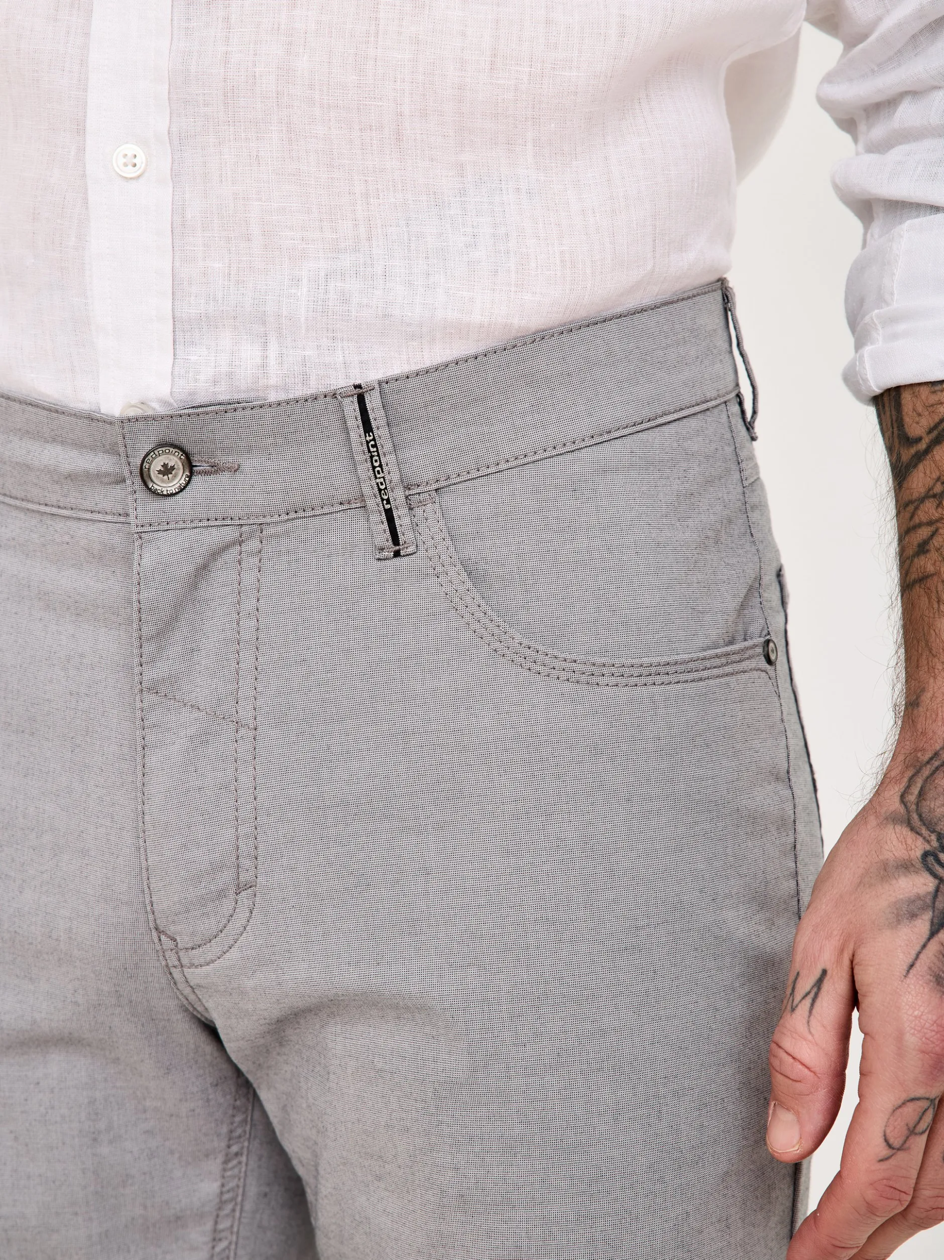 Redpoint Herren Hose - MILTON Straight Fit in hellgrau