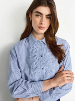 Rich & Royal Damen Hemdbluse in indigo weiß
