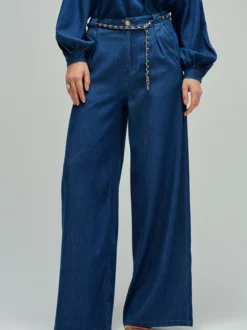 Salsa Jeans Damen Stoffhose - Chain Belt in denim