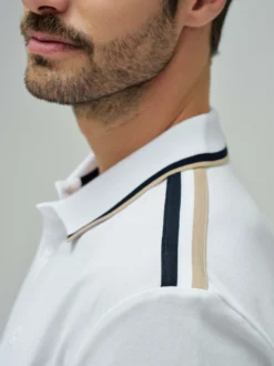 Salsa Jeans Herren Polo in weiß - Ausschnitt: Polokragen