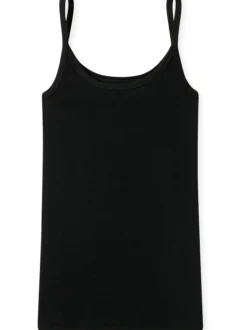 Schiesser Damen Spaghettitop - Pure Rib in schwarz
