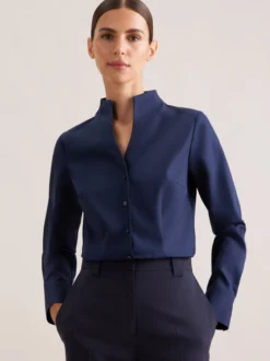 Seidensticker Damen Kelchkragenbluse - Slim Fit in marine