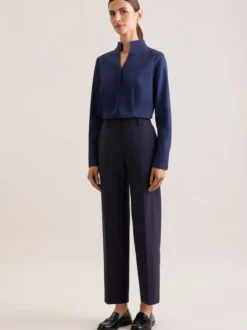 Seidensticker Damen Kelchkragenbluse - Slim Fit in marine