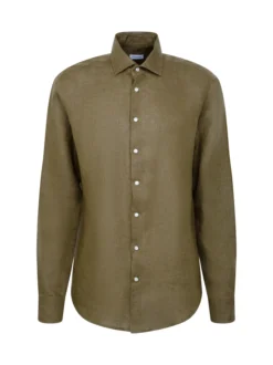 Seidensticker Herren Leinenhemd - Regular Fit in oliv