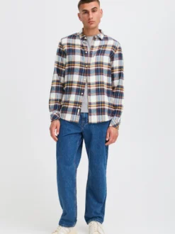 Solid Herren Flanellhemd - SDChris in blau