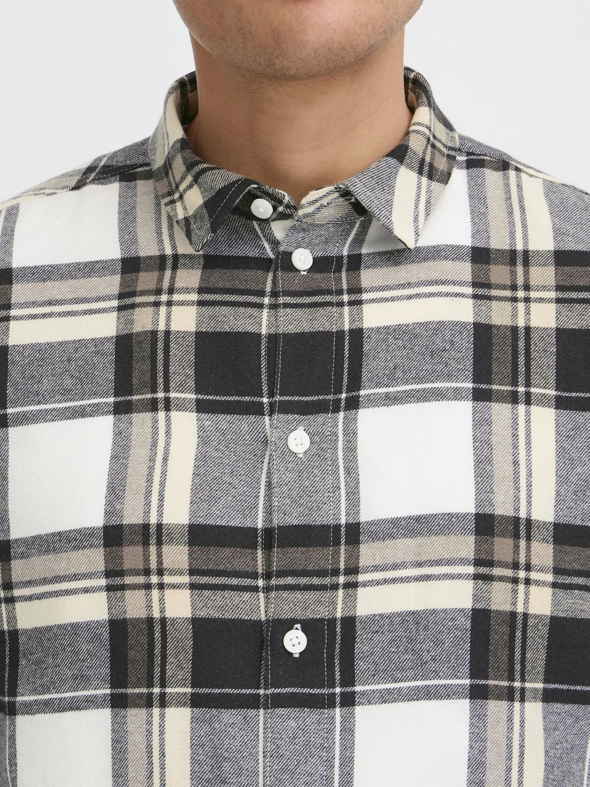 Solid Herren Flanellhemd - SDChris in schwarz