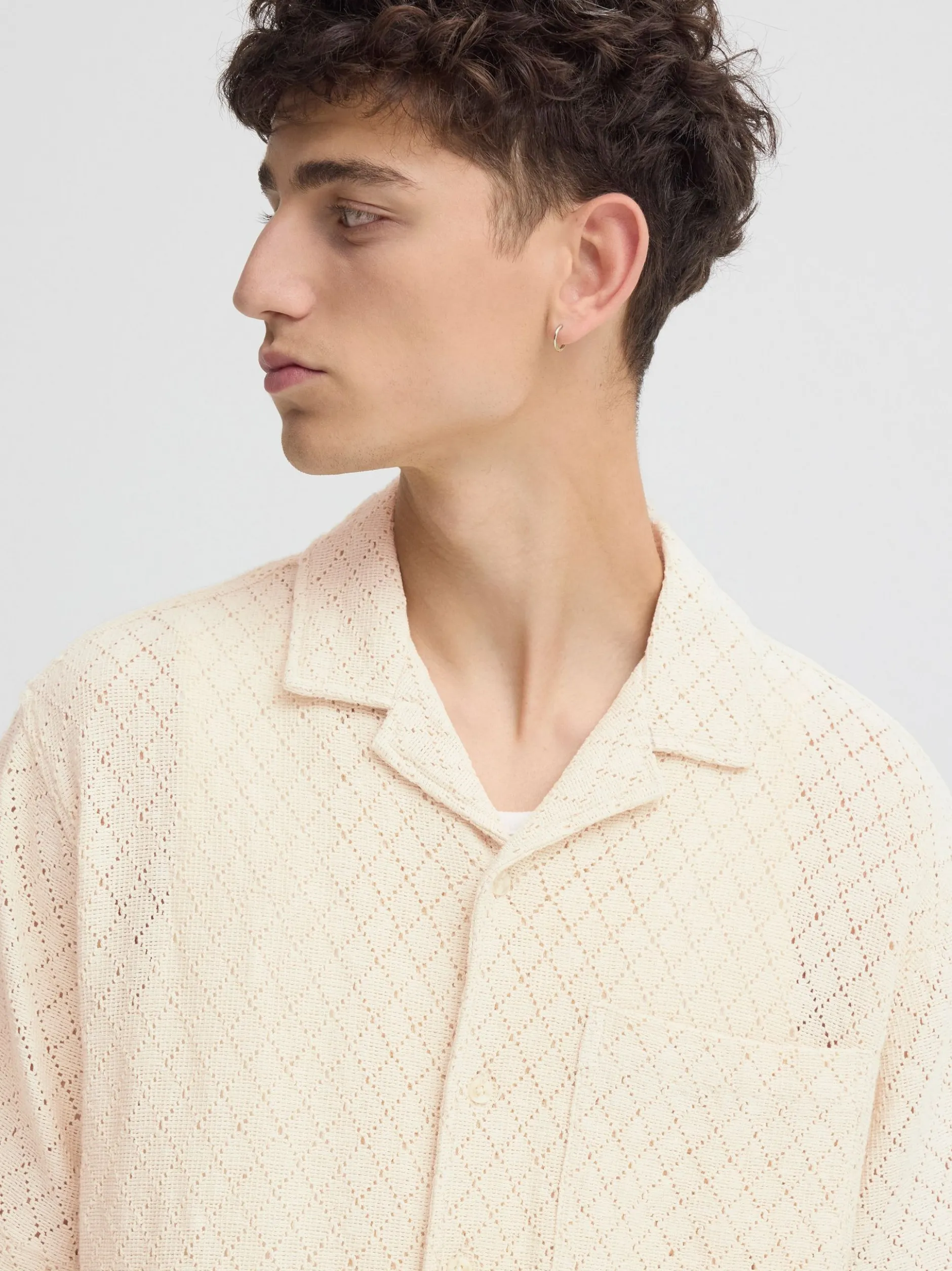 Solid Herren Kurzarmhemd - SDTeagan in beige