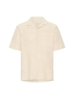 Solid Herren Kurzarmhemd - SDTeagan in beige