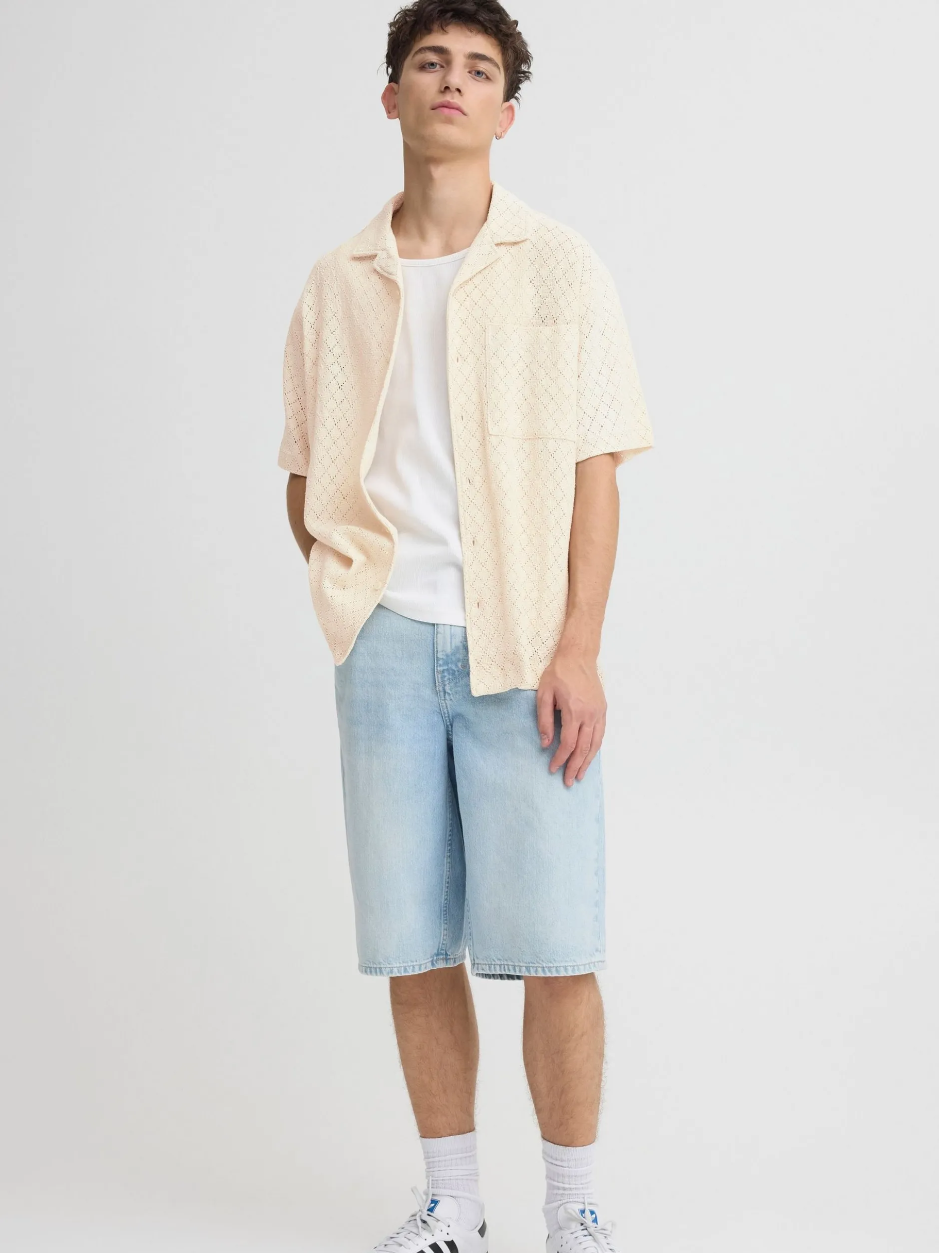 Solid Herren Kurzarmhemd - SDTeagan in beige
