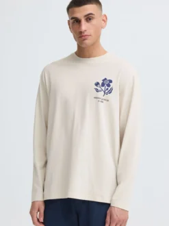 Solid Herren Langarmshirt - SDFulton ONeck in beige