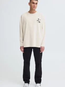 Solid Herren Langarmshirt - SDAmon Oversized in beige
