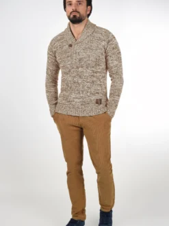 Solid Herren Schalkragenpullover - SDPhil in beige