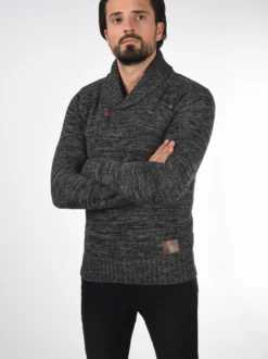 Solid Herren Schalkragenpullover - SDPhil in schwarz
