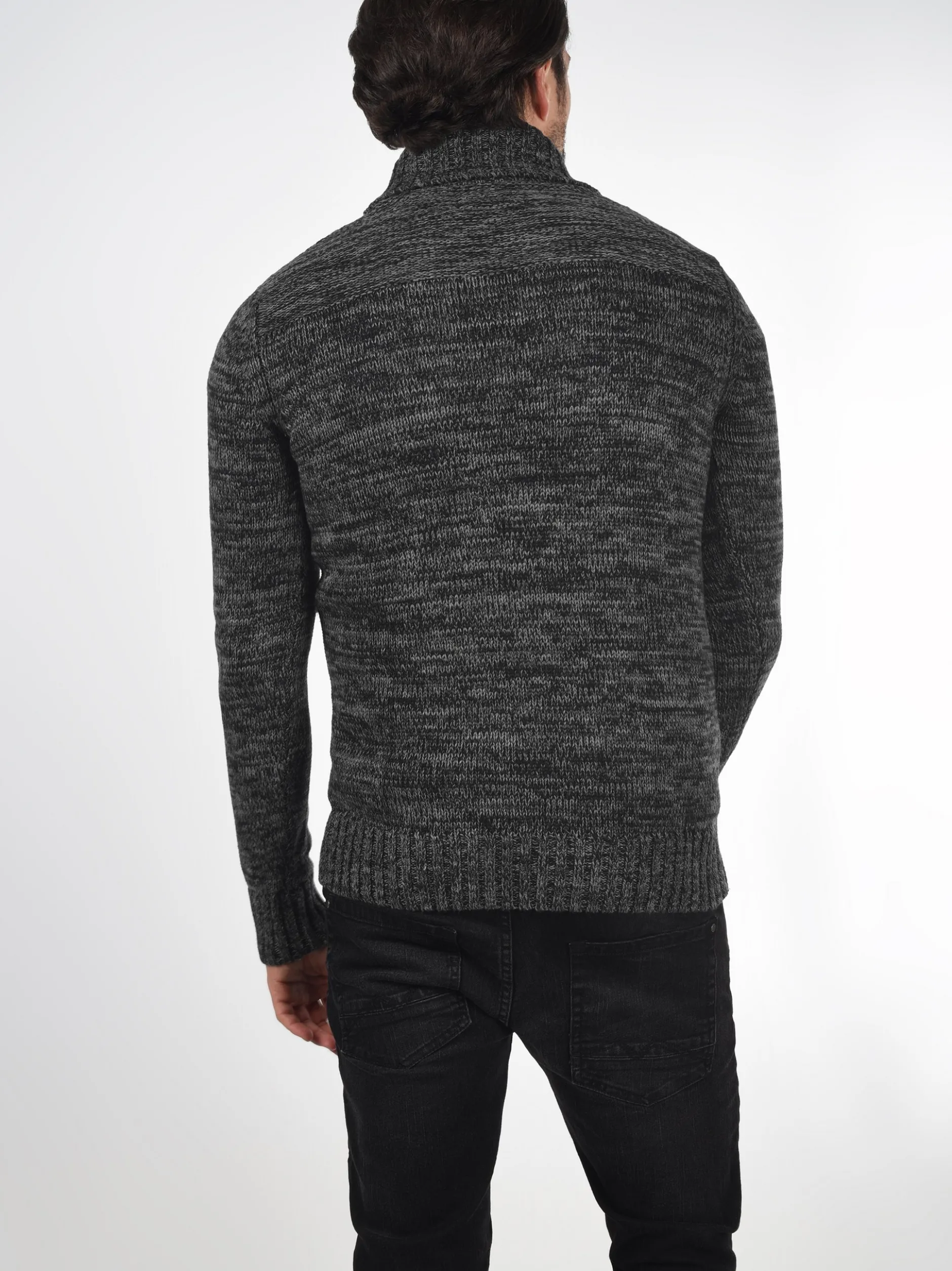 Solid Herren Schalkragenpullover - SDPhil in schwarz