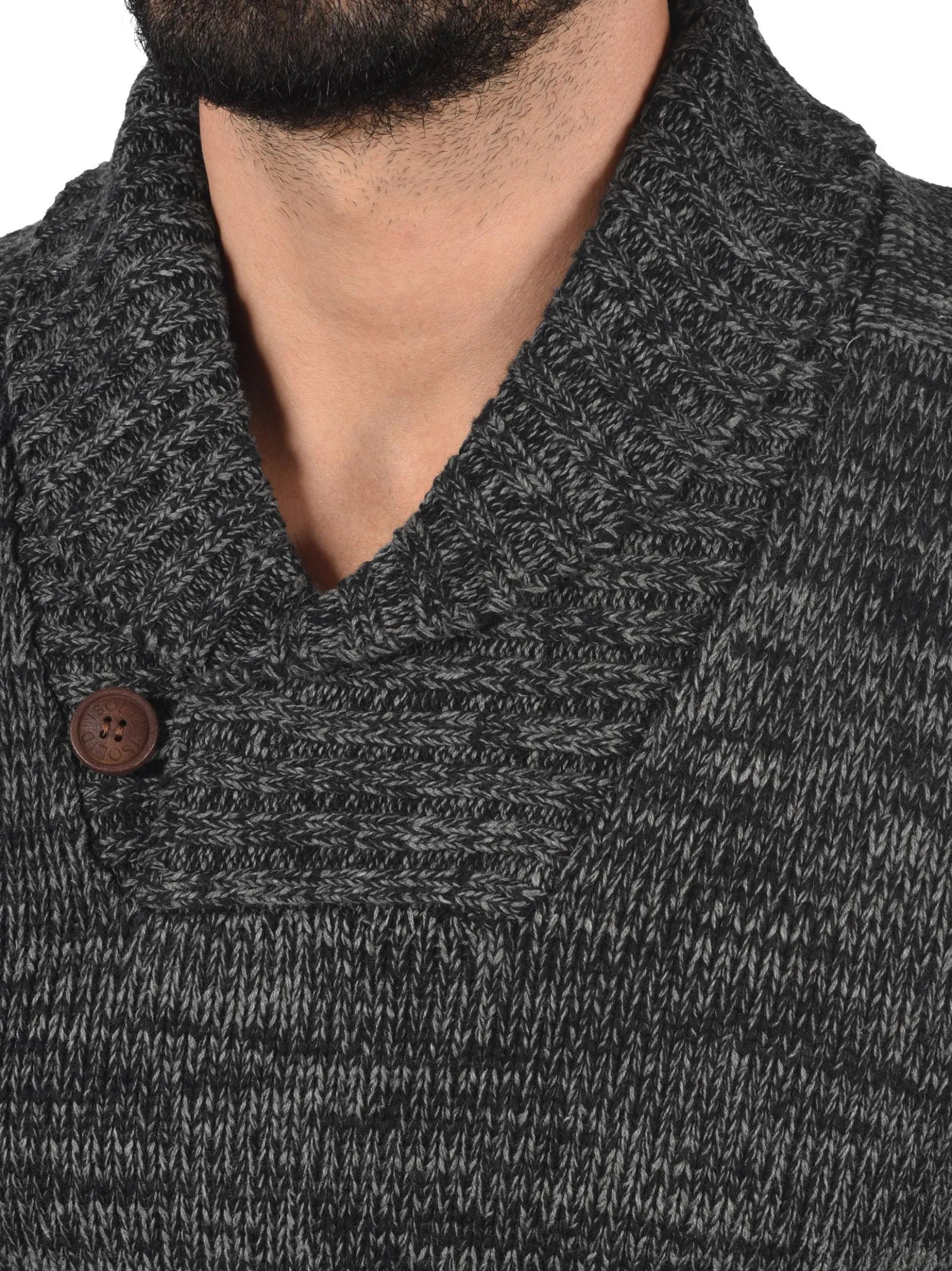 Solid Herren Schalkragenpullover - SDPhil in schwarz