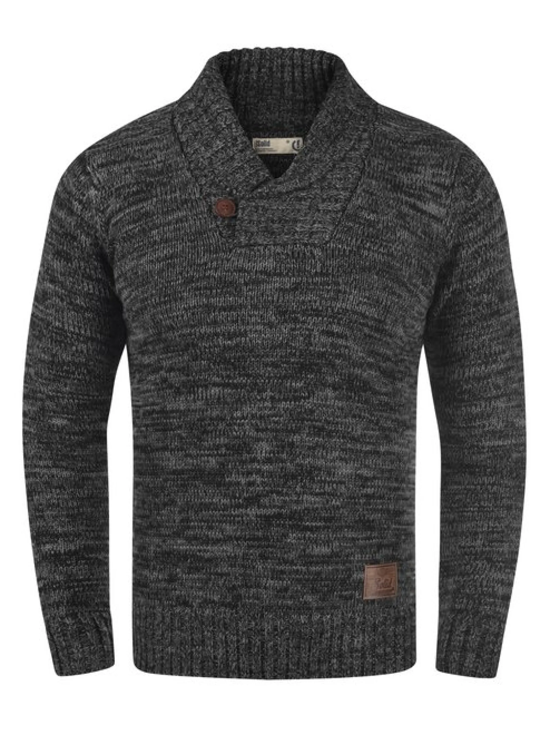 Solid Herren Schalkragenpullover - SDPhil in schwarz