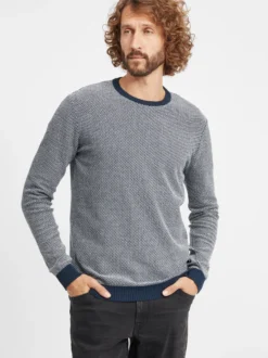 Solid Herren Strickpullover - SDDumon in blau