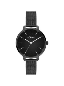 s.Oliver Damen Armbanduhr - Lovely Time in schwarz