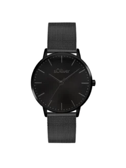 s.Oliver Damen Armbanduhr - Modern Basics in schwarz