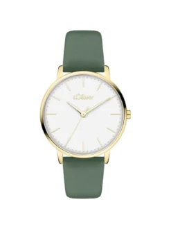 s.Oliver Damen Armbanduhr - Modern Basics in grün