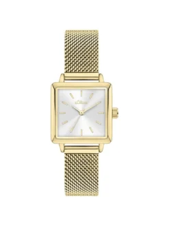 s.Oliver Damen Armbanduhr - Square Time in gold