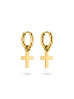 s.Oliver Damen Creolen - Modern Cross in gold