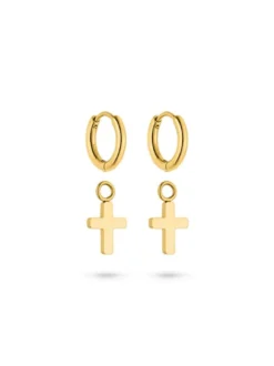 s.Oliver Damen Creolen - Modern Cross in gold