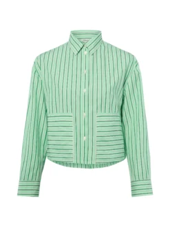 s.Oliver Damen Hemdbluse in gras weiß - Ärmel: langarm
