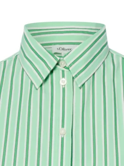 s.Oliver Damen Hemdbluse in gras weiß - Ärmel: langarm