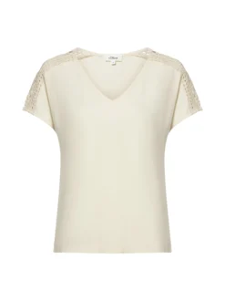 s.Oliver Damen Shirt in sand - Ausschnitt: V-Ausschnitt