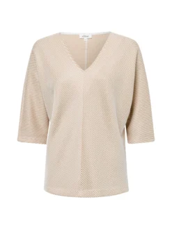 s.Oliver Damen Sweatshirt in camel weiß - Ärmel: 3/4 Arm