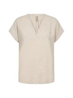 soyaconcept® Damen Blusenshirt mit Leinen-Anteil - SC-Ina in beige