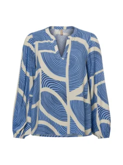 soyaconcept® Damen Bluse - SC-Olivera 1 in blau beige