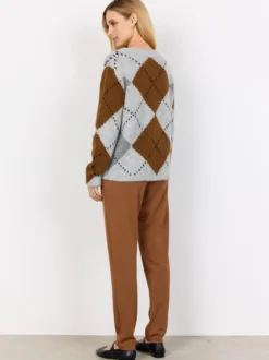 soyaconcept® Damen Strickpullover mit Wollanteil - SC-Acacie 1 in hellgrau cognac