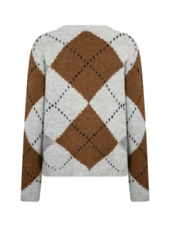 soyaconcept® Damen Strickpullover mit Wollanteil - SC-Acacie 1 in hellgrau cognac