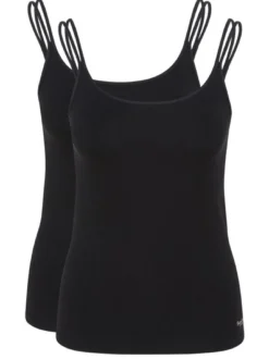 SPEIDEL Damen Spaghetti Top - 2er-Pack Bambus in schwarz