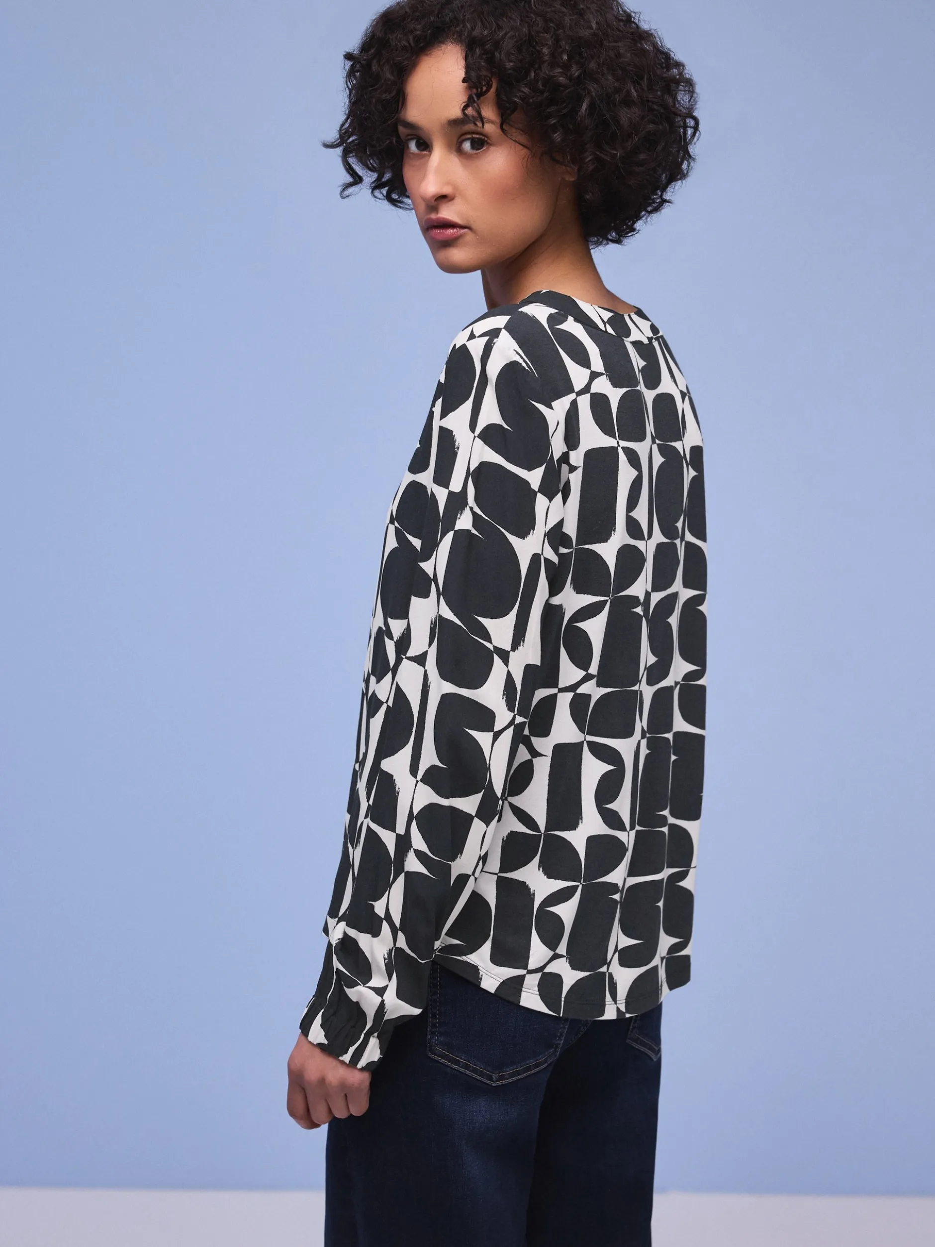 Street One Damen Blusenshirt in marine weiß