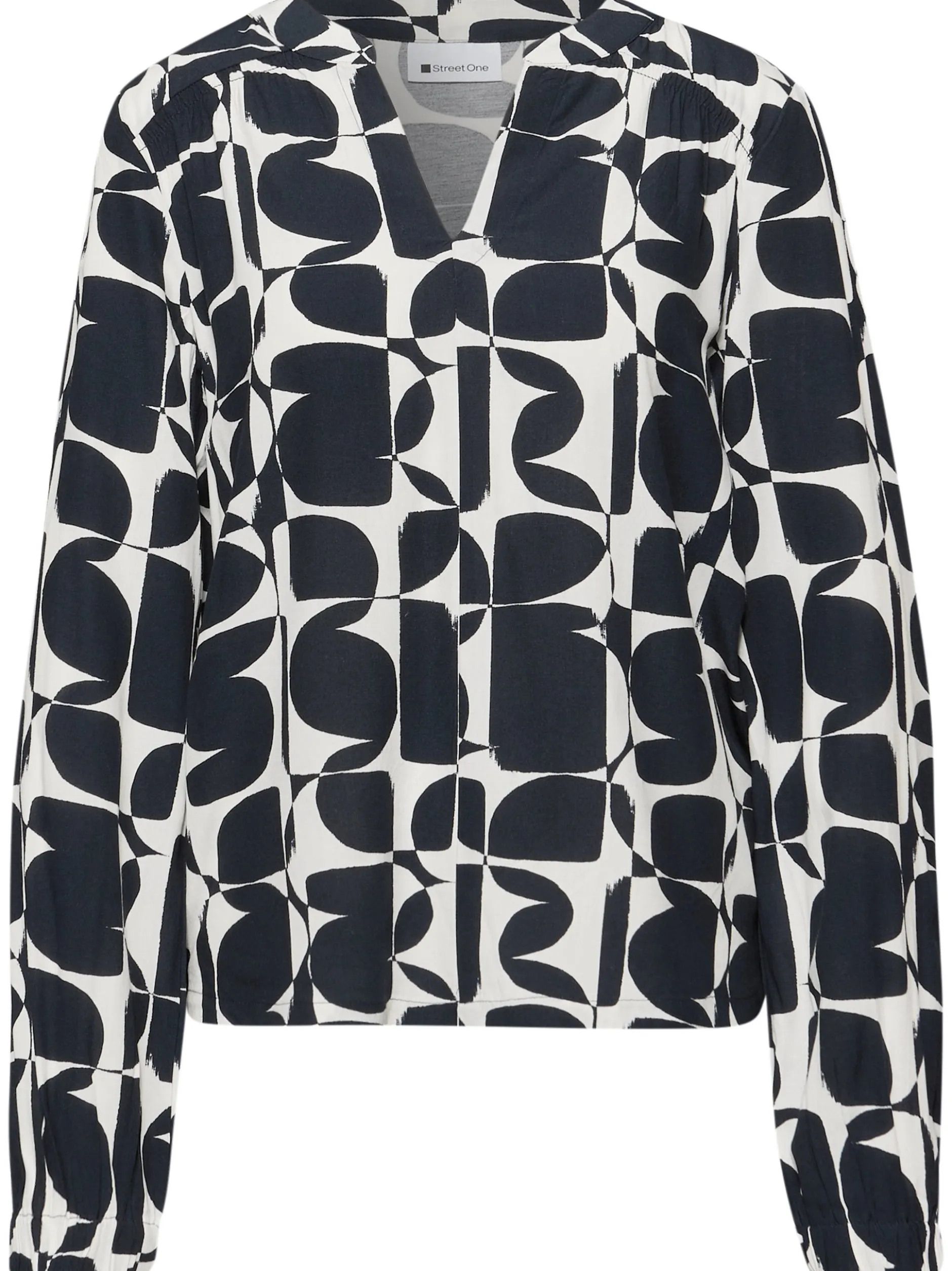 Street One Damen Blusenshirt in marine weiß